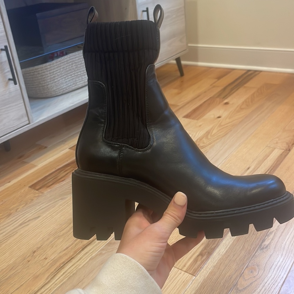 ZARA sock detail heeled Chelsea boots